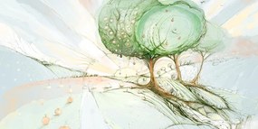 Stampa su tela – Alberi su campo autunnale