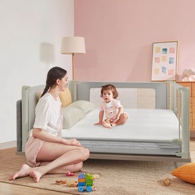Costway Sbarra per letto 200 cm per bambini, Sbarra di sicurezza con altezza regolabile, Grigio
