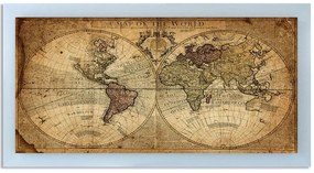 Stampa incorniciata su tela Old map marrone 136 x 76 cm