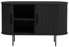 Cassettiera nera con effetto rovere con ante scorrevoli 120x76x45 cm Nola – Unique Furniture