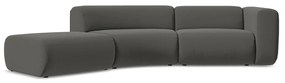 Chaise longue grigia (con penisola a sinistra) con rivestimento in velluto Ekahi – Makamii