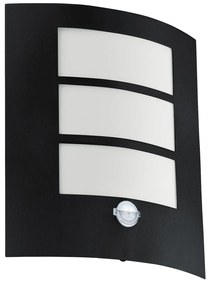 Applique Esterno Sensore Contemp City Metallo Nero Policarbonato Bianco E27