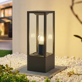 Lindby lampioncino Peldar, altezza 40 cm, antracite, vetro