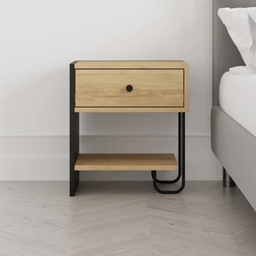 Comodino in rovere nero/naturale con ripiani Saturne - Marckeric