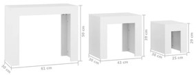 Tavolini da Salotto Impilabili 3 pz Bianchi in Truciolato
