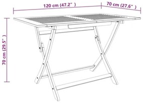 Tavolo da Giardino Pieghevole 120x70x75 cm in Legno Eucalipto