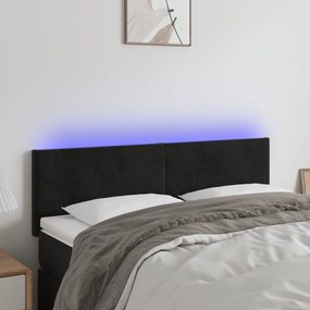 Testiera A Led Nera 144x5x78/88 Cm İn Velluto /
