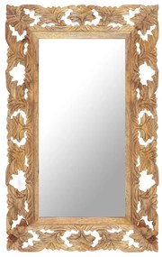 Specchio Intagliato A Mano 80x50 Cm İn Legno Massello Di Mango /