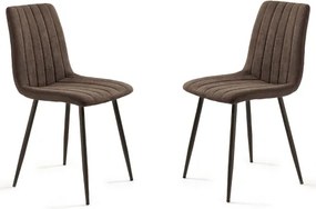 Sedia da pranzo in tessuto e gambe metallo Marrone - KOLE 2 sedie