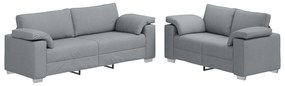 Set di divani a 2 pezzi con cuscini in tessuto grigio chiaro