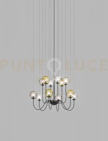 Puppet sospensione 12p multicolore 1 nero opaco 12 luci attacco g9
