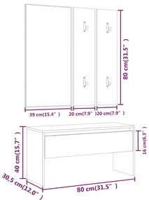 Set Di Mobili Da Corridoio Grigio Cemento İn Legno Multistrato /