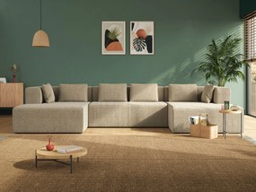 Nettuno divano panoramico in morbido tessuto bouclè T07 beige