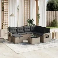 Set Divano da Giardino 8 pz con Cuscini Grigio in Polyrattan 3263846