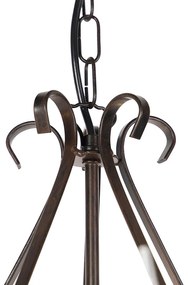 Lampadario marrone con paralumi plissettati crema a 5 luci - Giuseppe