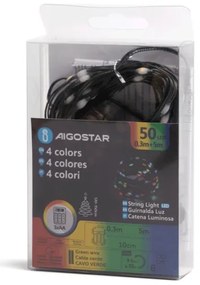 Aigostar - Catena LED natalizia da esterno 50xLED/8 funzioni 3xAA 5,3m IP44 multicolore