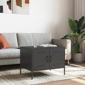 Tavolino Da Salotto Nero 68x50x50,5 Cm İn Acciaio /