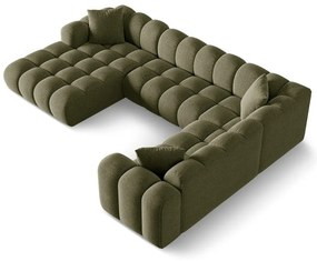 Divano angolare verde (con penisola a destra/a U) con rivestimento in ciniglia Treno – Cosmopolitan Design