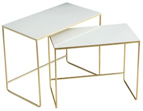 Tavolini da salotto estraibili bianco e oro (set di 2) WESS