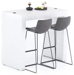 Tavolo Alto Evolution 120x60, Bianco Frassino con Due Gambe e Caricatore Wireless