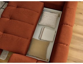 Divano angolare color mattone allungabile e con contenitore (penisola a sinistra/a L) Fuji – Bobochic Paris