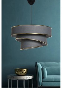 Lampadario color antracite/dorato con paralume in tessuto ø 40 cm Couper – Opviq lights