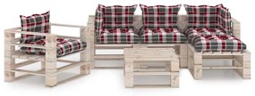 Set divani da giardino pallet 6 pz con cuscini in legno di pino