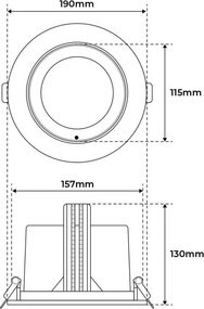 Faro LED da Incasso 36W Orientabile Foro Ø160mm Bianco Variabile con driver Philips Colore Bianco Variabile CCT
