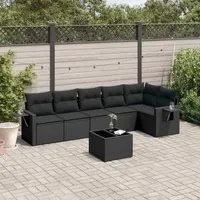 Set Divani da Giardino con Cuscini 7pz Nero Polyrattan 3220194