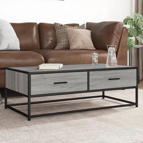 Tavolino Salotto Grigio Sonoma 100x50x35cm Multistrato Metallo /