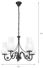 Brilagi - LED Lampadario a sospensione con catena COTTAGE 5xE14/40W/230V nero/bianco