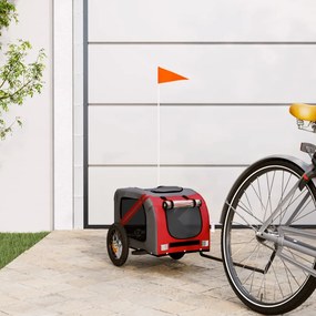 Rimorchio Da Bici Per Animali Rosso E Grigio Oxford E Ferro /