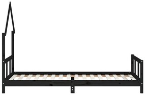 Giroletto per bambini nero 90x200 cm in legno massello di pino