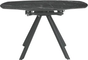 Tavolo in pietra effetto marmo Nero ROUND con piano girevole D135 cm