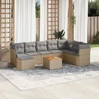 Set Divano da Giardino 9 pz con Cuscini Beige Misto Polyrattan 3256115