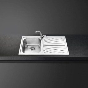 Smeg lavello inox a una vasca gocciolatoio a destra sp861d