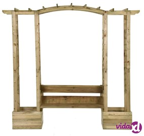 vidaXL Pergola da Giardino Panca e Vasi Legno Massello Pino Impregnato