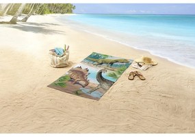 Telo mare da bambini in velluto 75x150 cm Dino – Good Morning