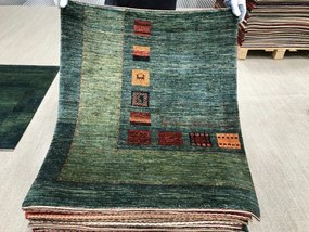 Loribaft Tappeto persiano 90x100 Verde (Iran) Annodato A Mano