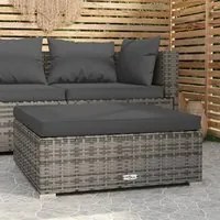 Poggiapiedi Giardino con Cuscino Grigio 70x70x30 cm Polyrattancod mxl 94832