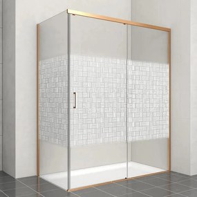 Porta doccia scorrevole L 138-139.5 cm x H 200 cm per nicchia in vetro smerigliato SP. 6 mm, profilo dorato, serie Jazz