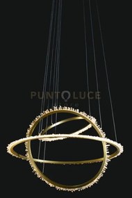 Lampada a sospensione a triplo anello quartz halo, oro satinato, le...