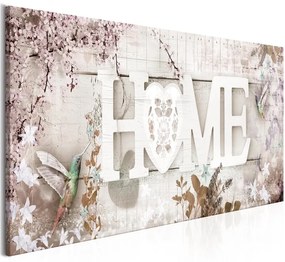 Quadro Home and Hummingbirds (1 Part) Beige Narrow  Colore Grigio, Dimensioni e Misure 120x40