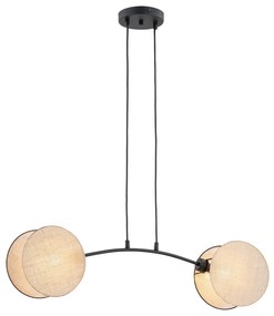 Lampada A Sospensione 2 Luci Moderna Nut In Acciaio Effetto Naturale