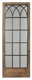Specchio da parete DKD Home Decor Nero Metallo Marrone Betulla Finestra (60 x 3 x 160 cm)