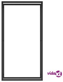 vidaXL Portalegna Nero Opaco 80x28x154 cm in Acciaio
