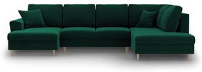 Divano angolare verde allungabile e con contenitore (con penisola a destra/a U) con rivestimento in velluto Kyoto – Cosmopolitan Design