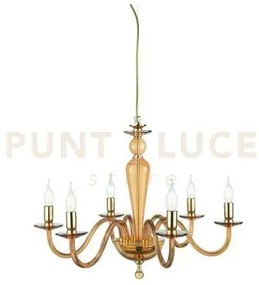 Lampadario paganini 6 luci ambra oro attacco e14 d.70cm