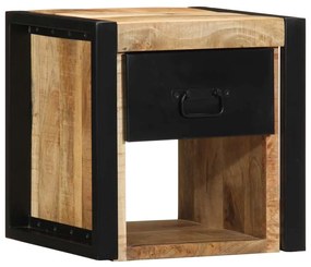 Comodino 40x35x40 Cm İn Legno Grezzo Massello Di Mango /