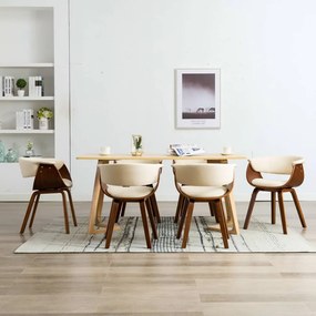 Sedie Da Pranzo 6 Pz Crema İn Legno Piegato E Similpelle /